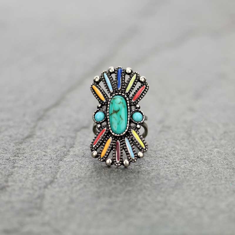 Western Design Stone Cuff Ring