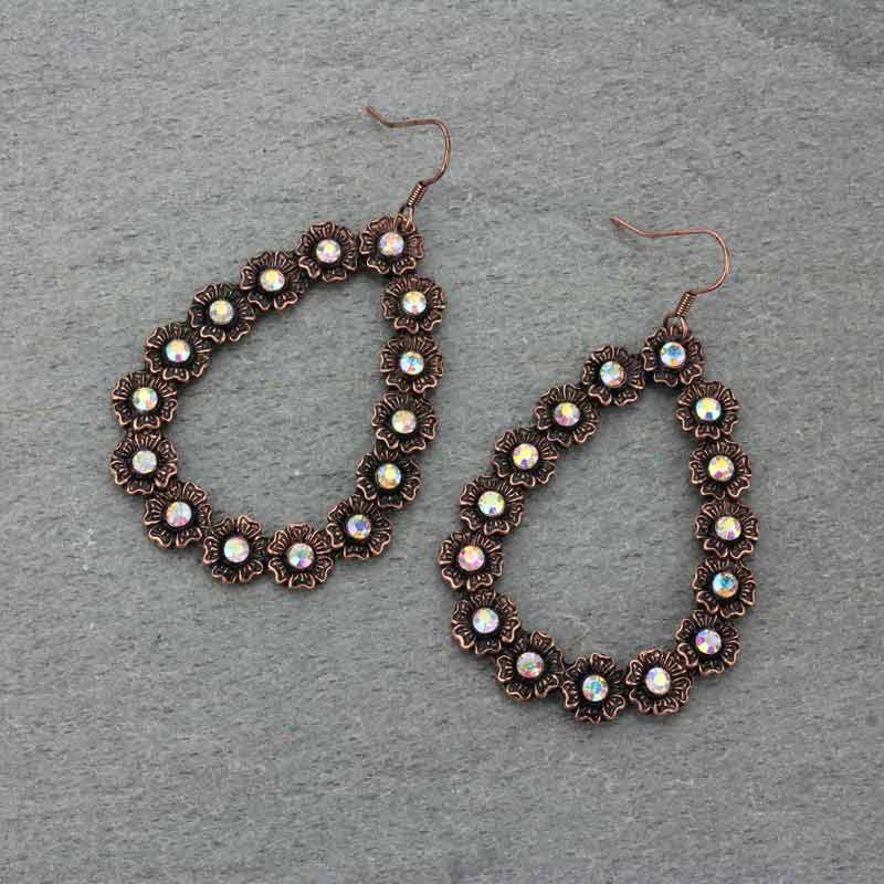 Teardrop Rhinestone Fish Hook Earrings