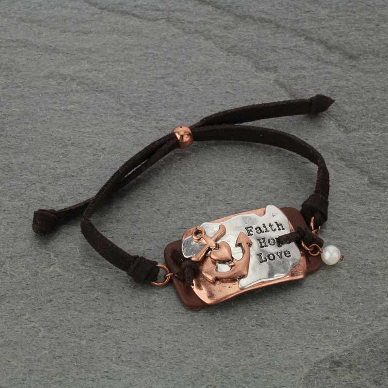 "Faith Hop Love" Leather Suede Bracelet
