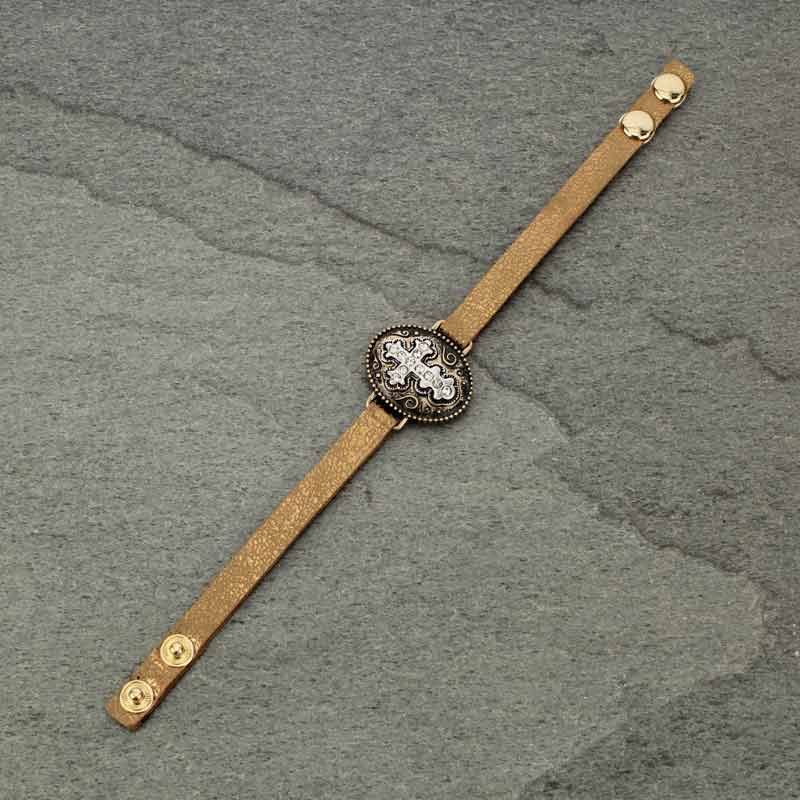 Western Cross Leather Bracelet