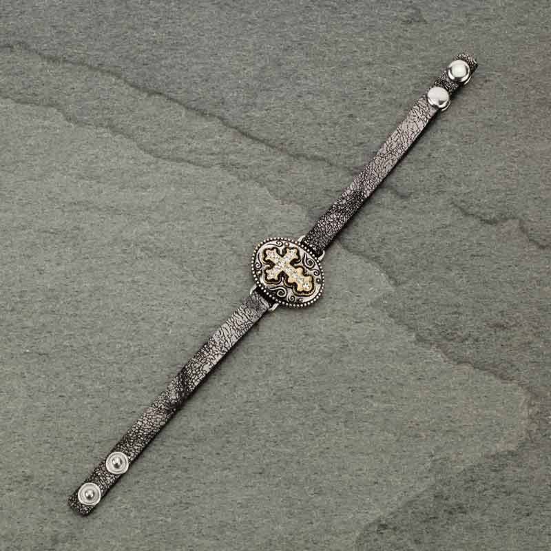Western Cross Leather Bracelet