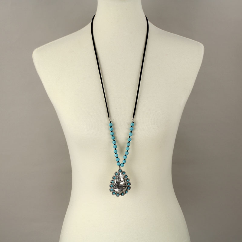 Teardrop Flower Framed Inspiration Necklace - Image 2