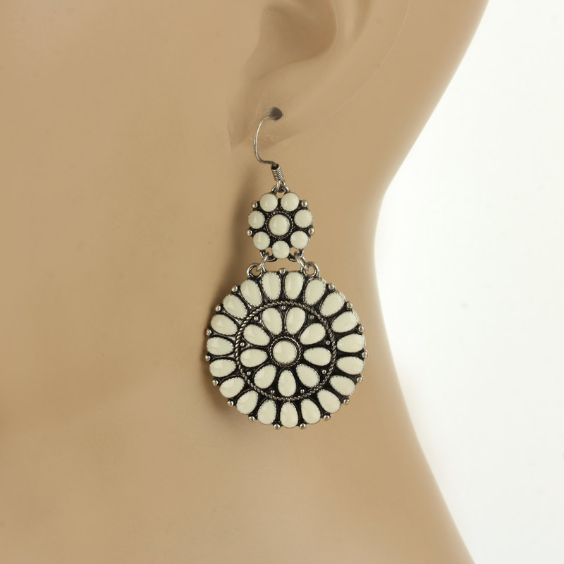 Western Epoxy Concho Fish Hook Earrings - Image 2