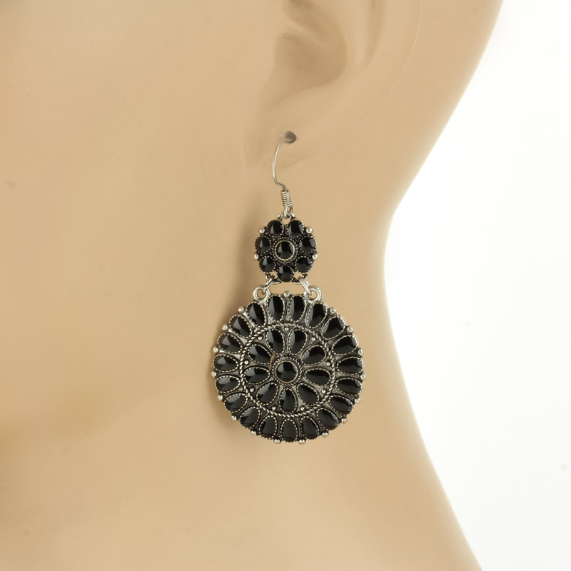 Western Epoxy Concho Fish Hook Earrings - Image 2