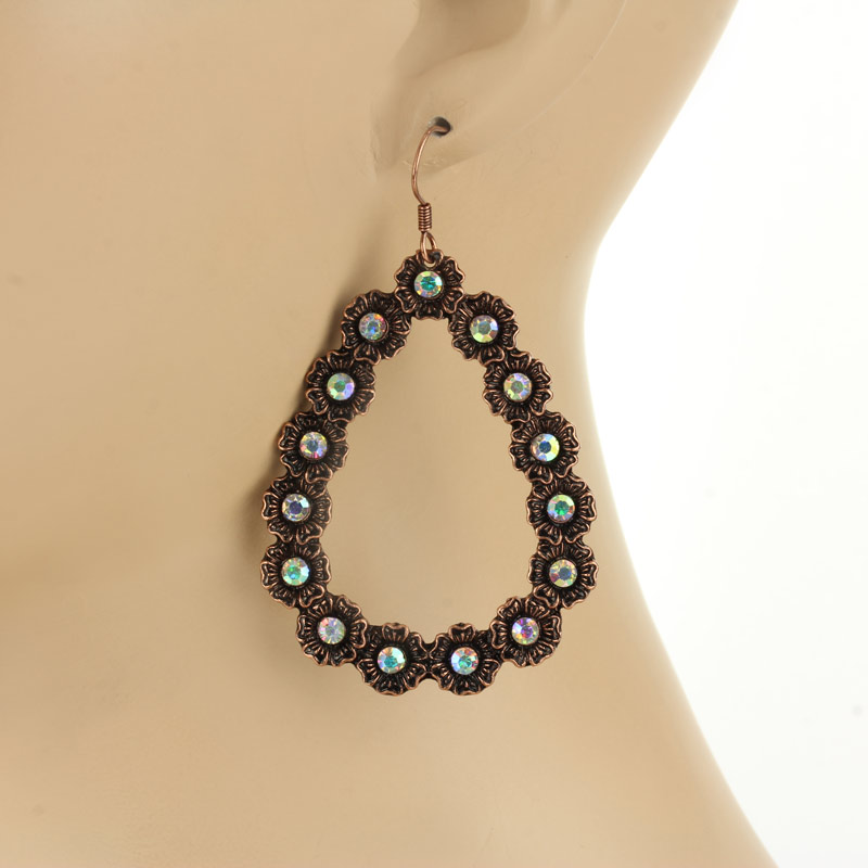 Teardrop Rhinestone Fish Hook Earrings - Image 2