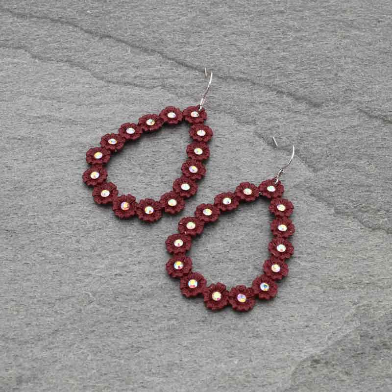 Teardrop Rhinestone Fish Hook Earrings