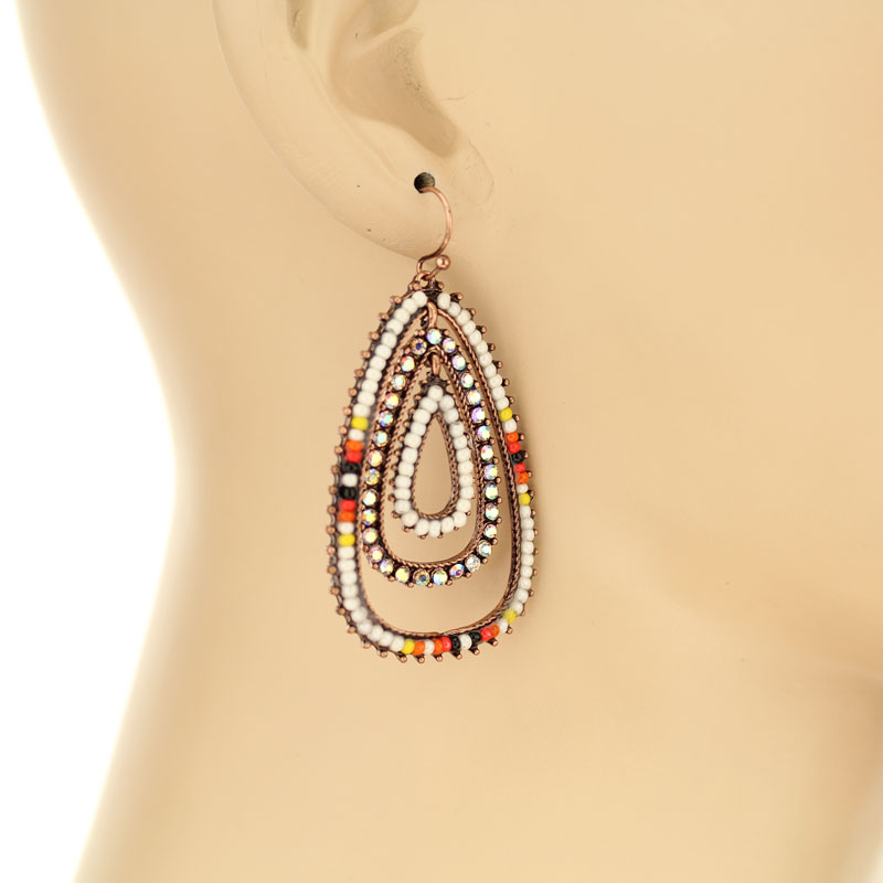 Teardrop Seed Bead Fish Hook Earrings - Image 2