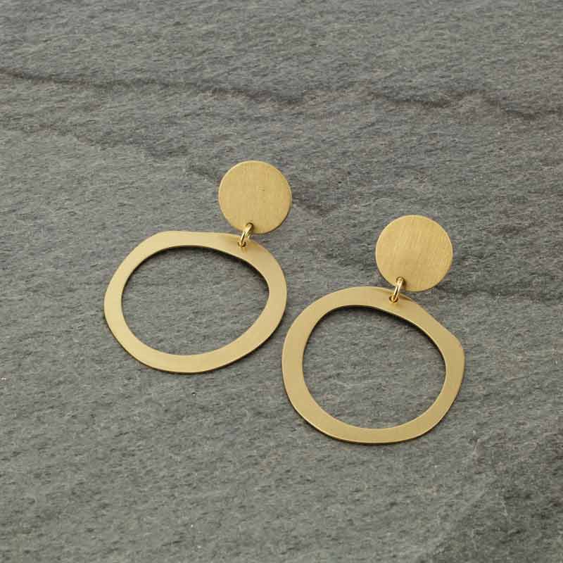 JJ Round Shape Drop Post Earrings