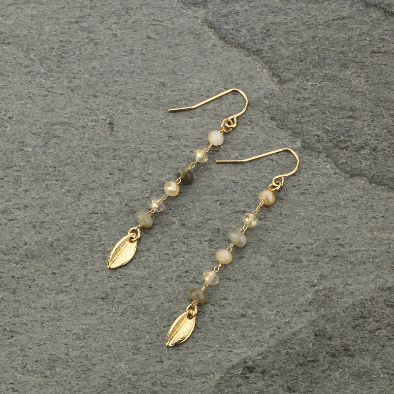 JJ Leaf Drop Fish Hook Earrings