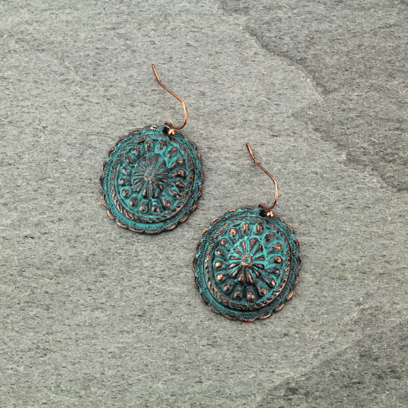 Western Concho Fish Hook Earrings