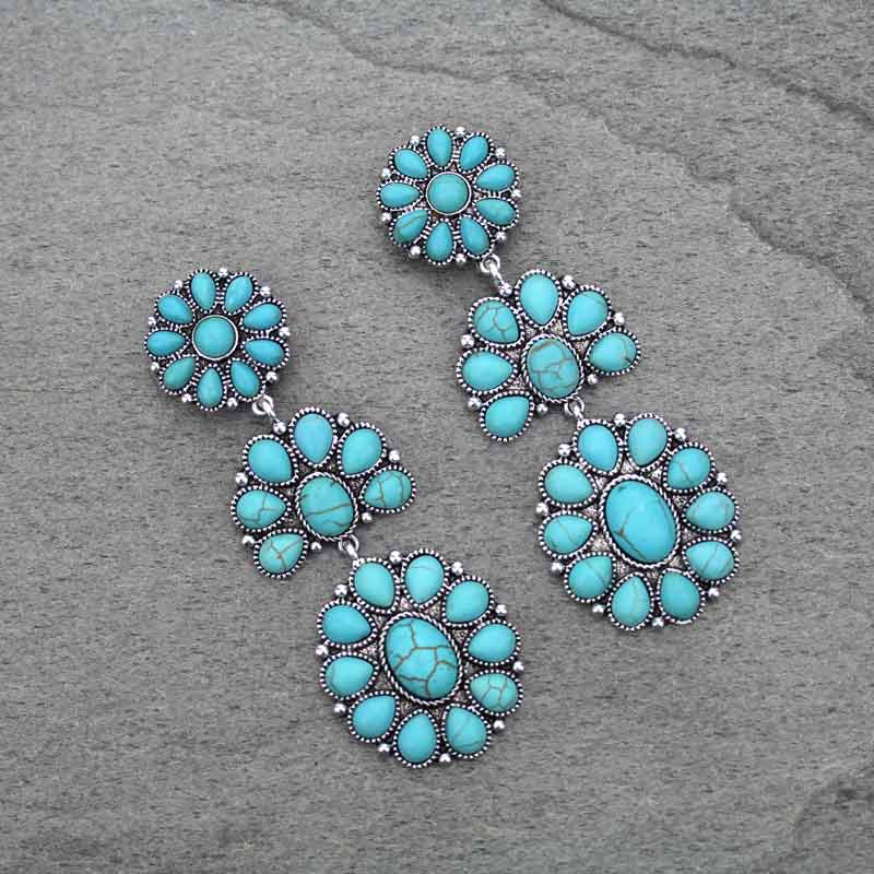 Western Style Stone Clip On Earrings