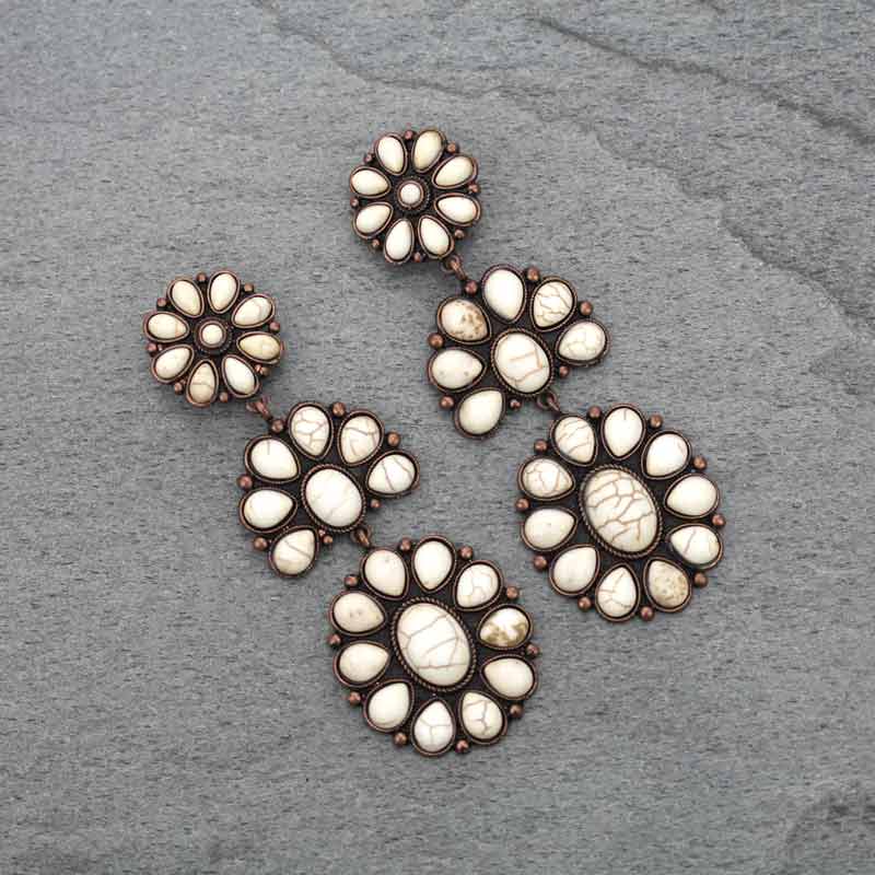 Western Style Stone Clip On Earrings