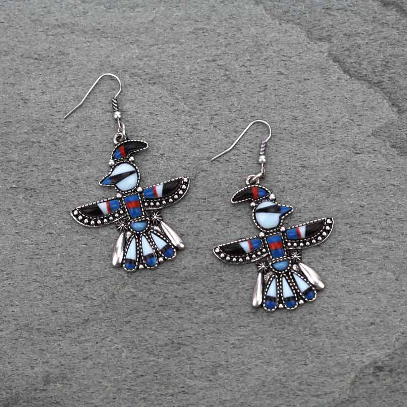 Western Navajo Style Print Fish Hook Earrings