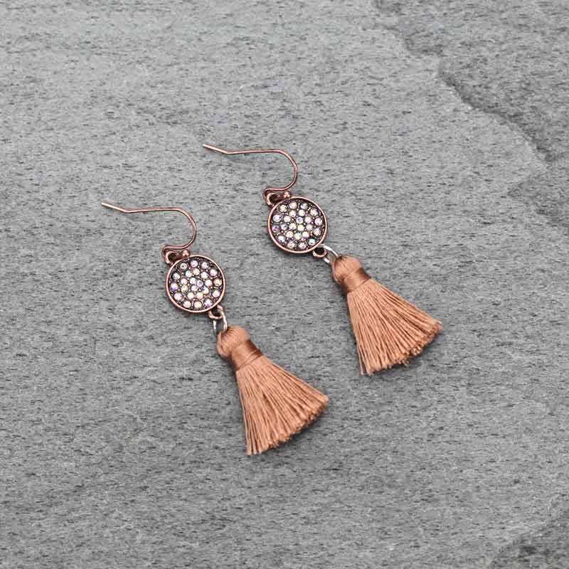 Casting Stone Tassel Fish Hook Earrings