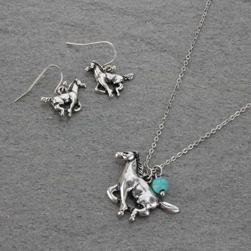 DAINTY RUNNING HORSE Necklace Set