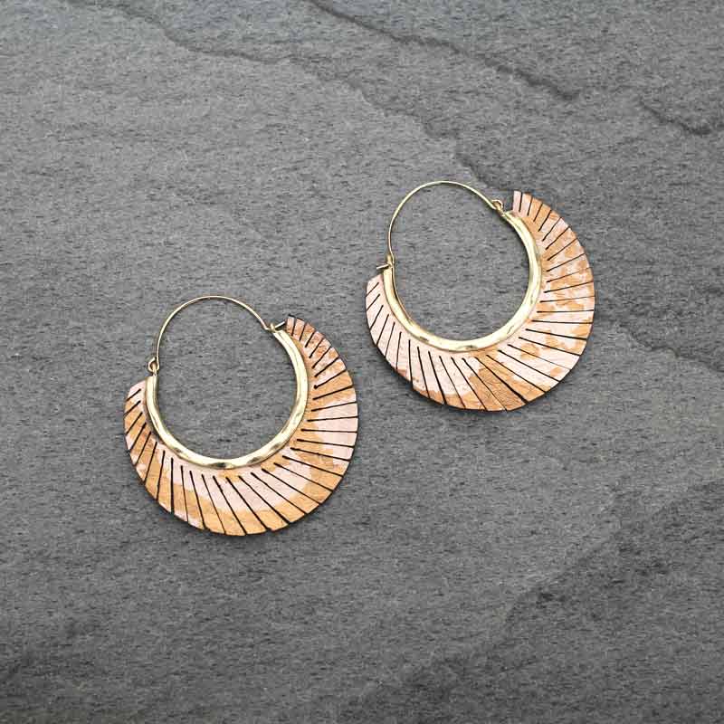 Genuine leather hoop earrings