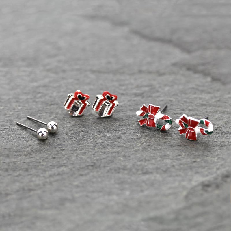 3 Pair Christmas Theme Epoxy Earring Set