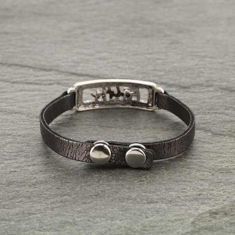 Western "Faith" Snap on Button Leather Bracelet - Image 3