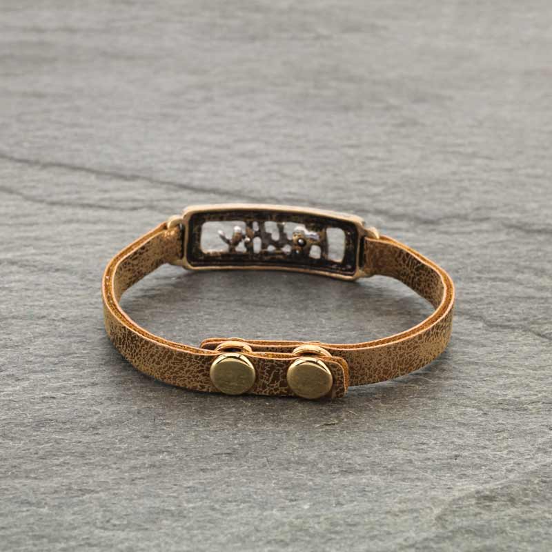 Western "Faith" Snap on Button Leather Bracelet - Image 3