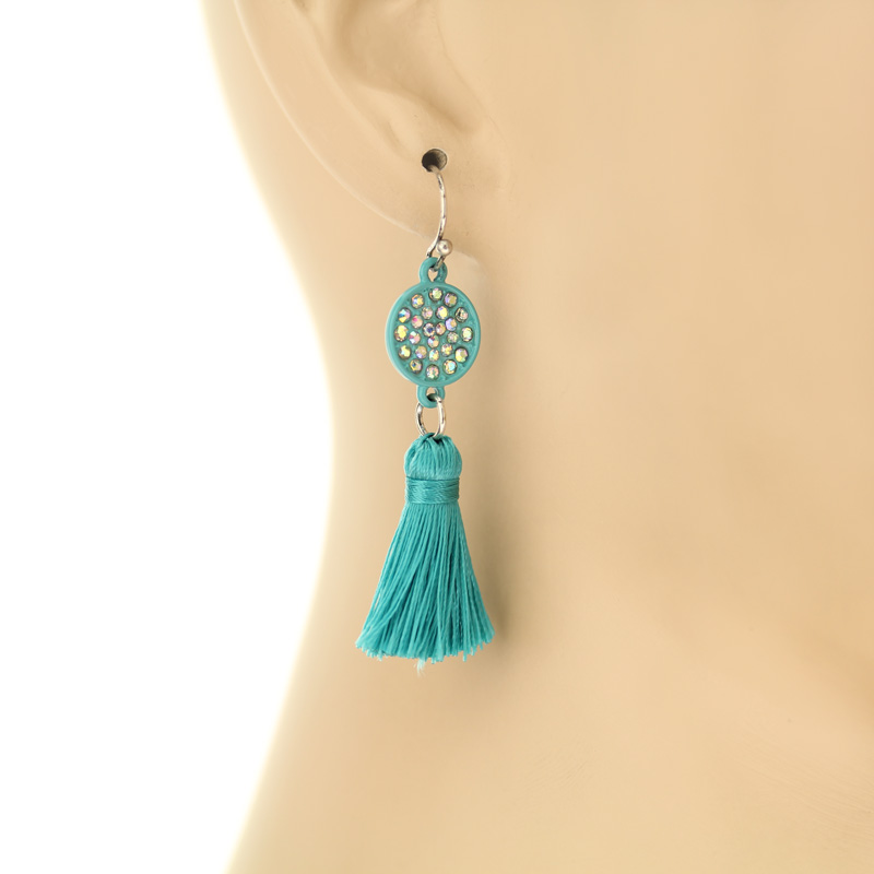 Casting Stone Tassel Fish Hook Earrings - Image 2