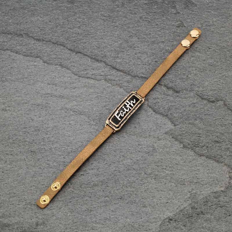 Western "Faith" Snap on Button Leather Bracelet - Image 2