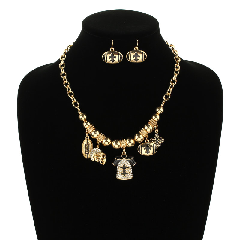 Fleur De Lis Football Theme Necklace Set - Image 2
