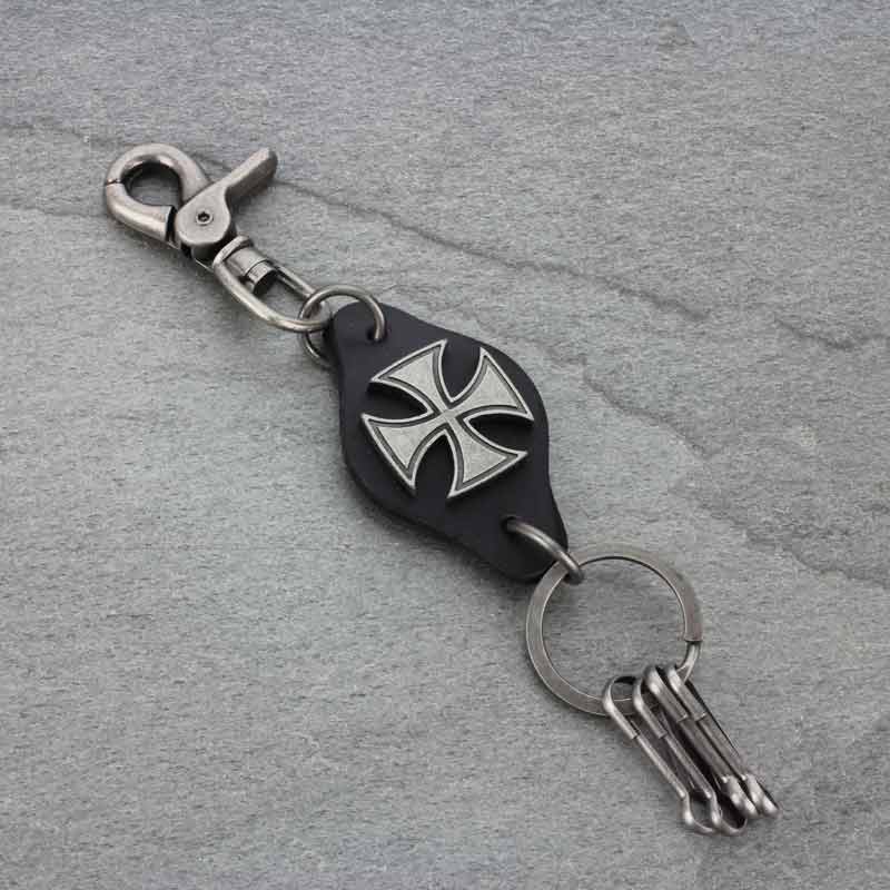 Celtic Cross Leather Keychain