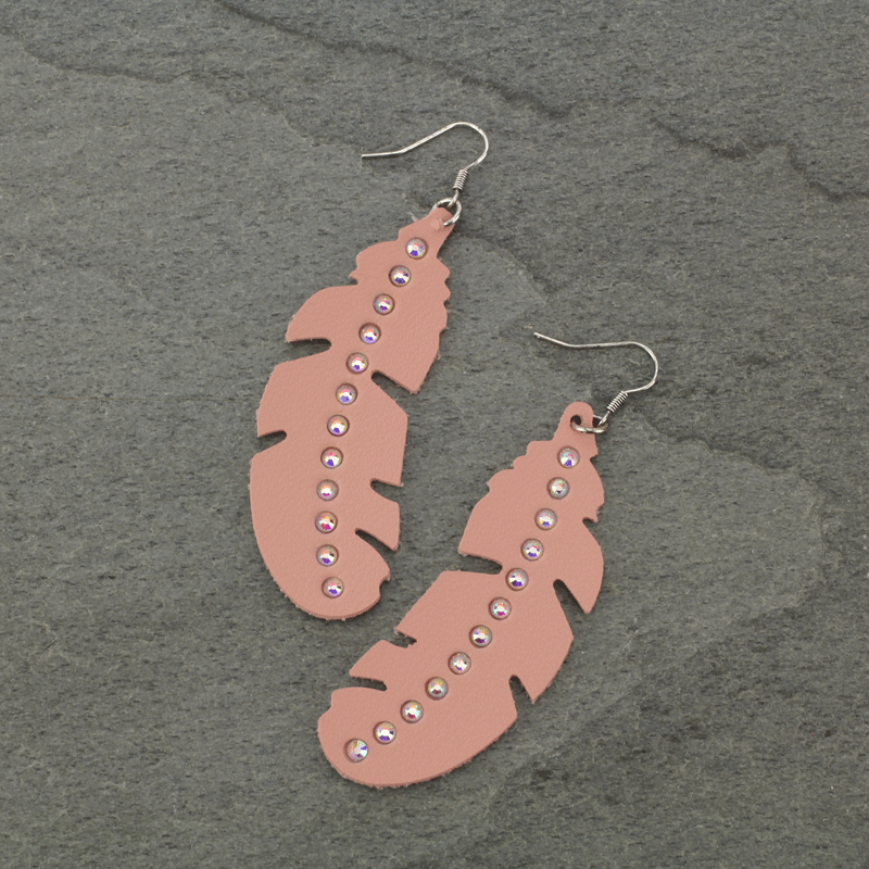Leather Feather Fish Hook Earrings