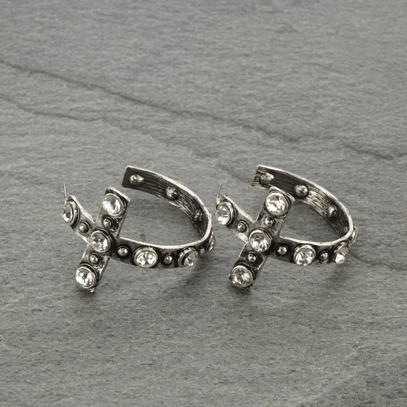 Cross Hoop Earrings