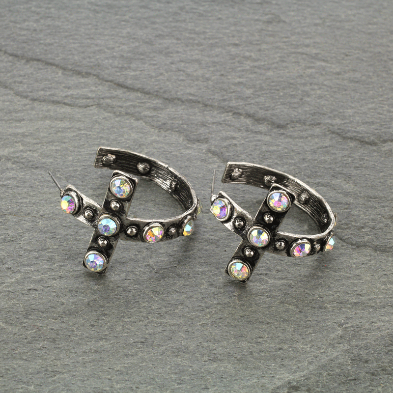 Cross Hoop Earrings