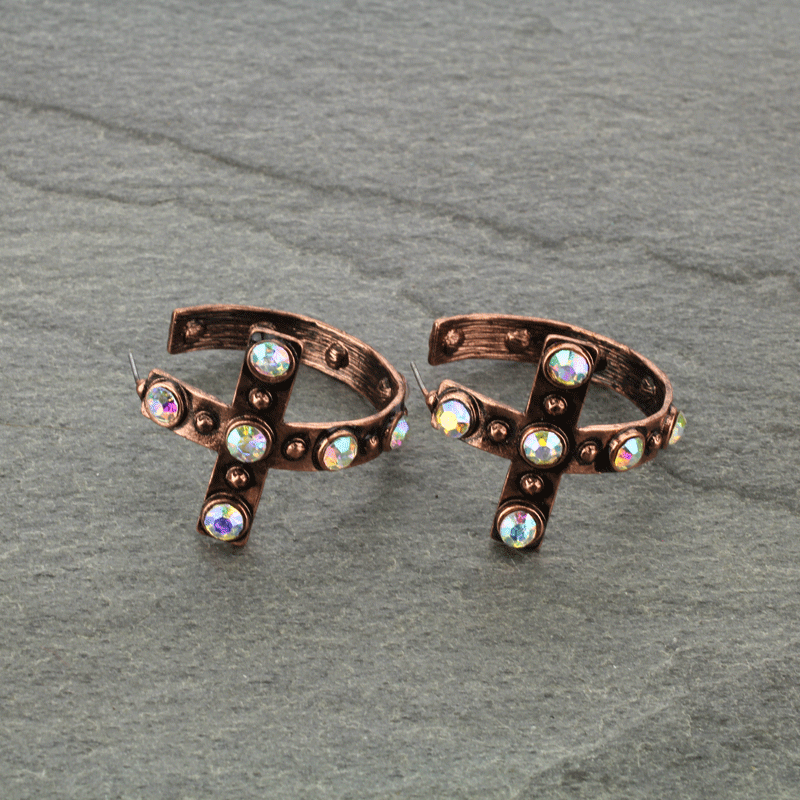 Cross Hoop Earrings