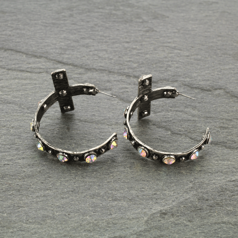 Cross Hoop Earrings - Image 2