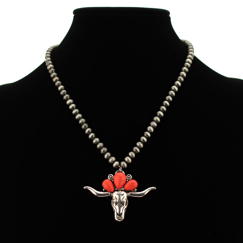 Steer Head Bead Necklace - Image 2
