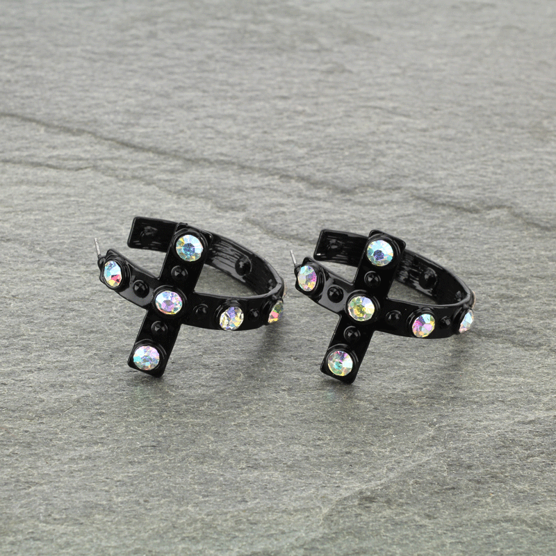 Cross Hoop Earrings