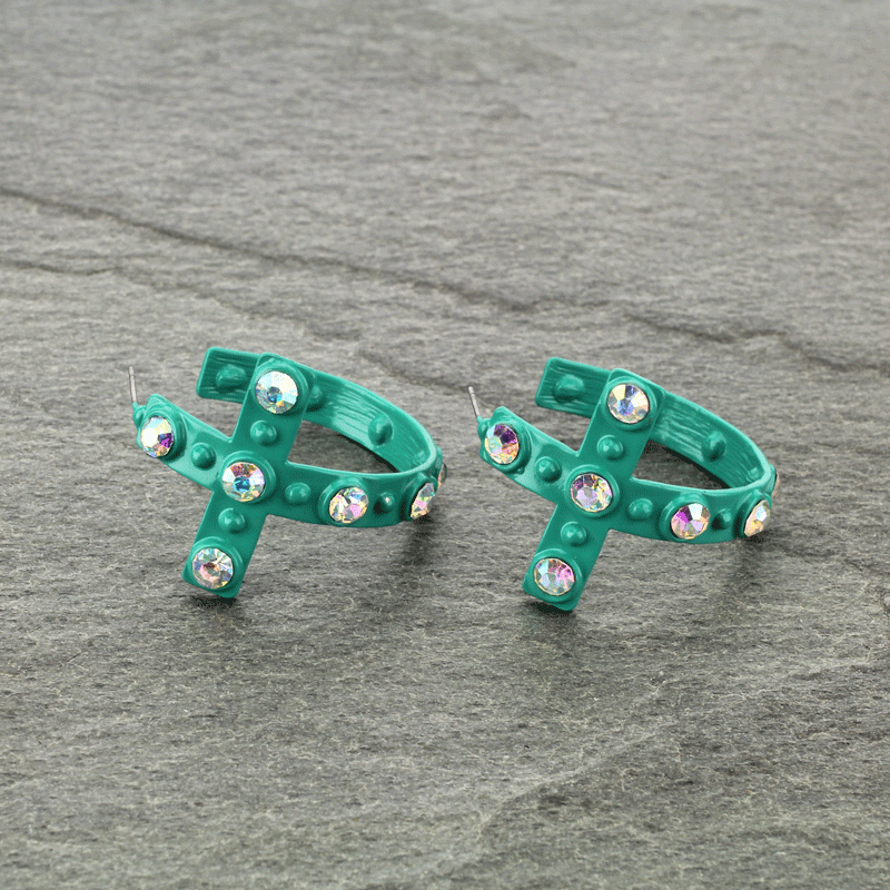 Cross Hoop Earrings