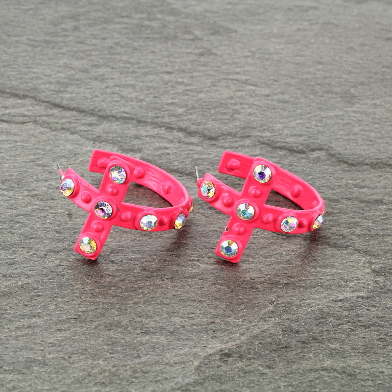 Cross Hoop Earrings