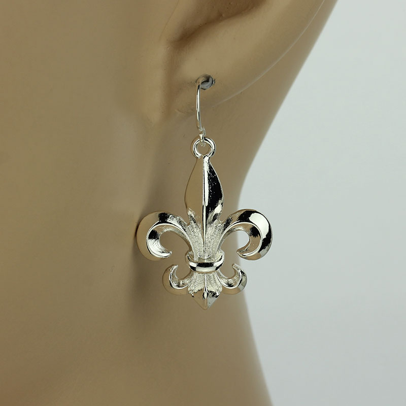 Fleur De Lis Fish Hook Earring - Image 2