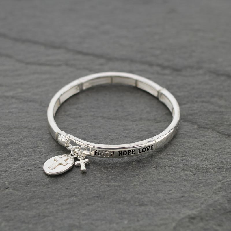 Message "FAITH HOPE LOVE" Stretch Bracelet