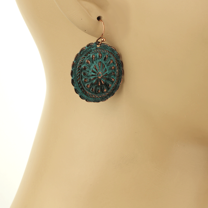 Western Concho Fish Hook Earrings - Image 2