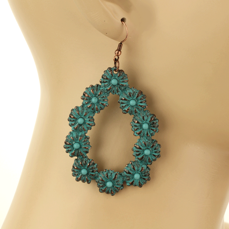 Western Concho Teardrop Fish Hook Earrings - Image 2
