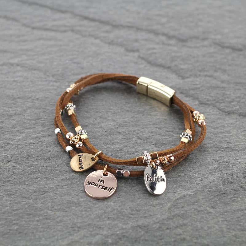 "HAVE FAITH IN YOURSELF" Layered Magnetic Bracelet