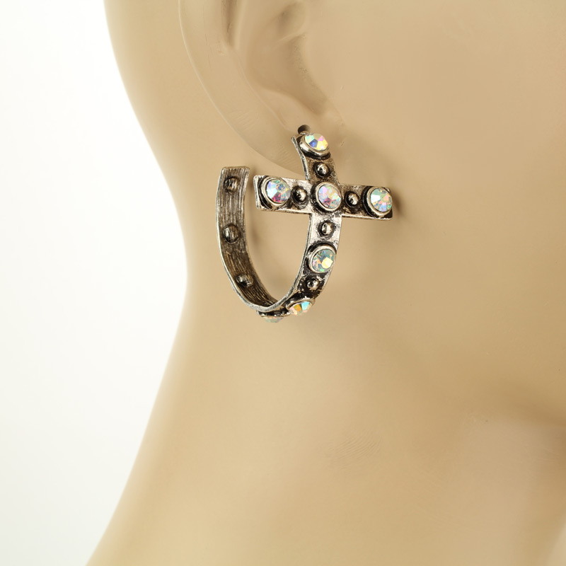 Cross Hoop Earrings - Image 3