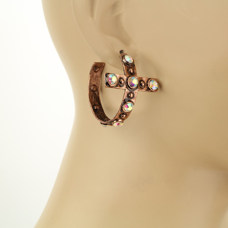 Cross Hoop Earrings - Image 2