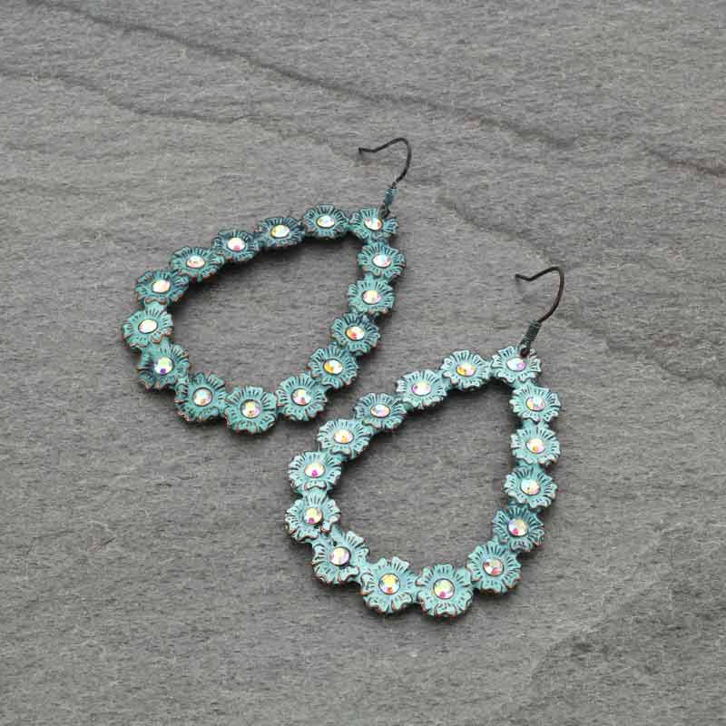 Teardrop Rhinestone Fish Hook Earrings
