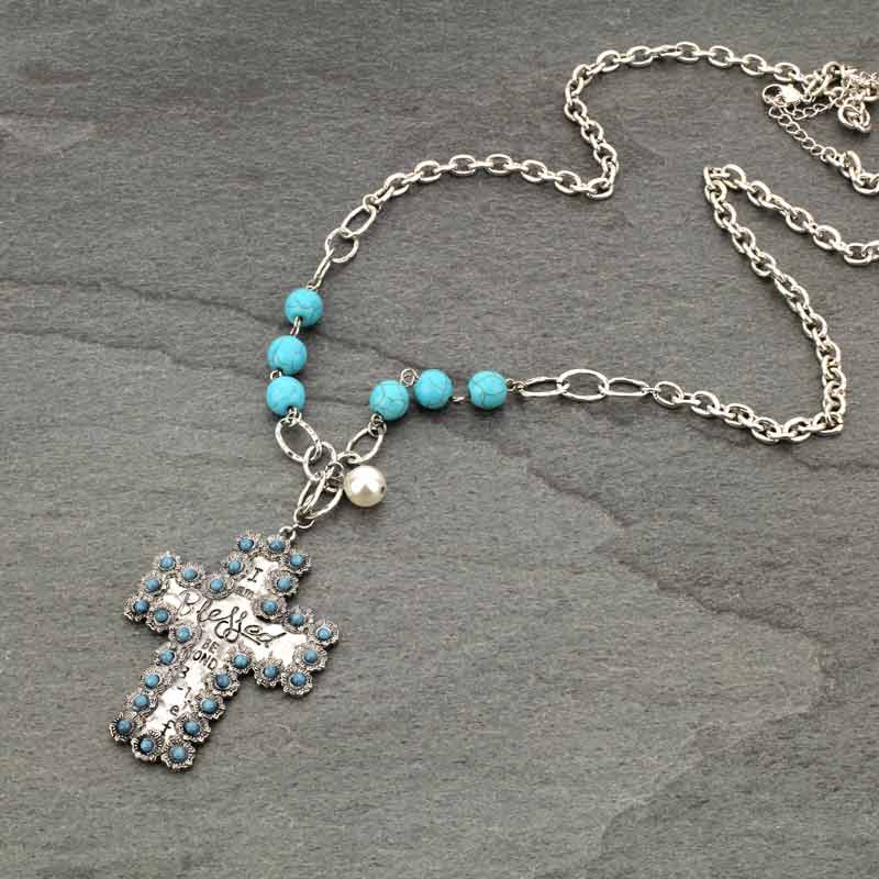 Cross Flower Framed Inspiration Necklace