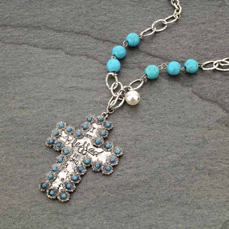 Cross Flower Framed Inspiration Necklace - Image 3