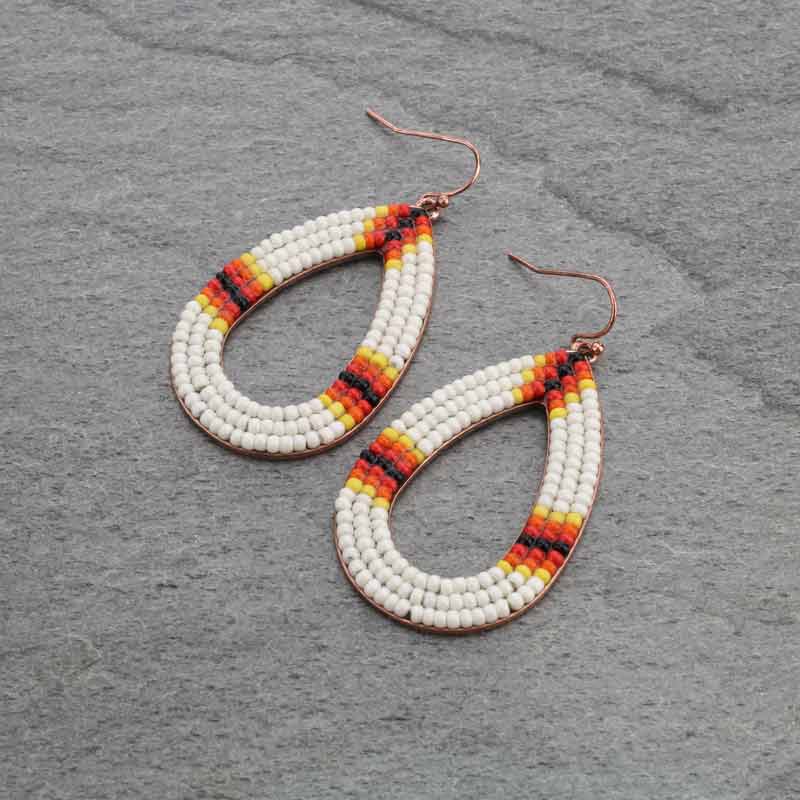 Seed Bead Teardrop Fish Hook Earrings