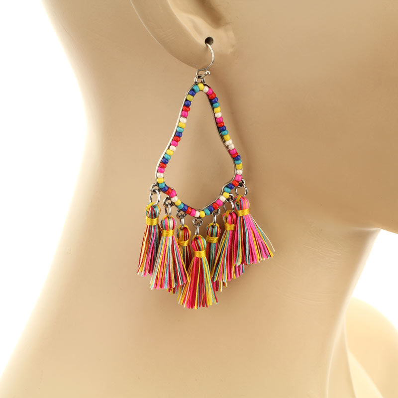 Teardrop with Tassel Fish Hook Earrings - Image 2