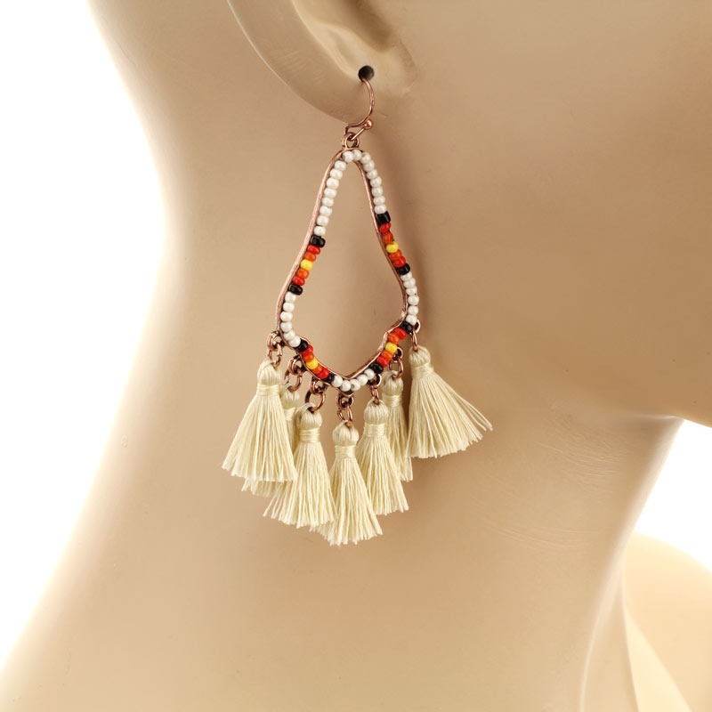 Teardrop with Tassel Fish Hook Earrings - Image 2