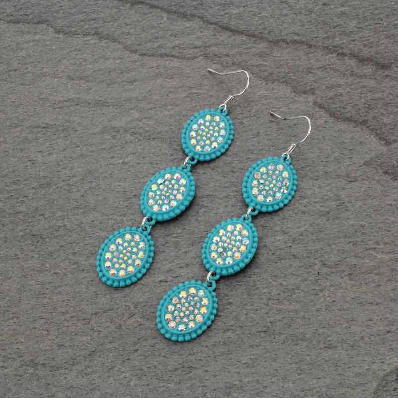 Stone Drop Fish Hook Earrings